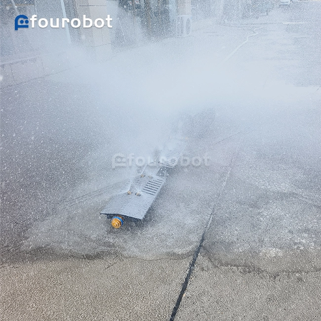 EV Fire Robot throwing foam